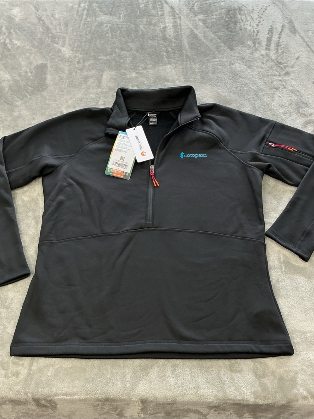 Cotopaxi Tempa Fleece Half Zip Pullover jacket Women’s XL Black anti odor NWT